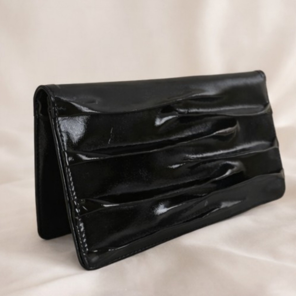 Nordstrom Black Patent Leather Travel Wallet 5" x 9" Organizer